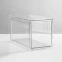 mDesign Plastic Stackable Bathroom Storage Organizer Bin Containers with Front Pull Drawer for Bathroom Countertop, Vanity, Closet Shelves - Holder for Accessories - Lumiere Collection, 2 Pack, Clear