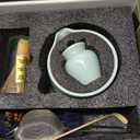 Artcome Matcha Tool Set - Complete Kit with Matcha Bowl with Spout, Bamboo Whisk, Tea Scoop, Whisk Holder, Scoop Holder, Tea Cloth & Powder Strainer, Celadon Blue