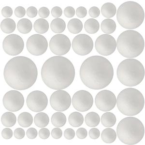 50 Pack Craft Foam Balls, 5 Sizes(1-2.4 Inches), White Polystyrene Smooth Round Balls, Foam Balls for Arts and Crafts, Christmas, DIY Craft for Home, Supplies School Craft Project and Holiday Party