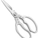 CGBE Kitchen Scissors, Multi-Purpose Kitchen Shears, Heavy Duty Dishwasher Safe Food Scissors for Chicken, Poultry, Fish, Meat & Herbs with Non-Slip Grips - Sliver