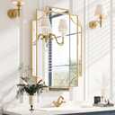 Kelly Miller Gold Bathroom Mirror for Wall, 24"x36" Large Decorative Mirror Gold Wall Mirror Vanity Mirror Beveled Wall Decor for Master Bath Half Bath Living Room Bedroom Fireplace Mantle Entryway