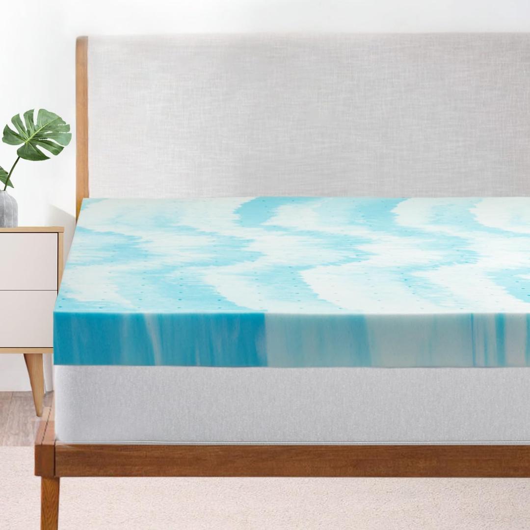 JJDANFILL 3 Inch Gel Swirl Memory Foam Mattress Topper for Pressure Relieving Cooling Gel InfusedCertiPUR-US Certified - King