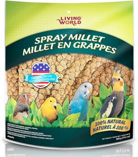 Living World – Millet Spray for Birds, 17.6 Oz – Premium Treat for Budgies, Canaries, Finches, Cockatiels and Other Pet Birds 6 Pcs