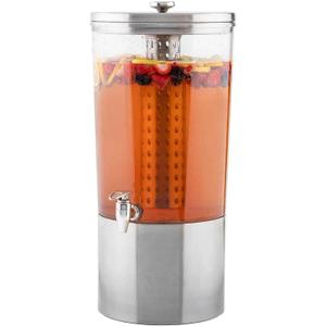 TableCraft 10451 Upscale Beverage Dispenser, 4-1/2" Gallon, Stainless Steel with Nickel Plated ABS Faucet, Tritan Reservoir, Stainless Steel Base