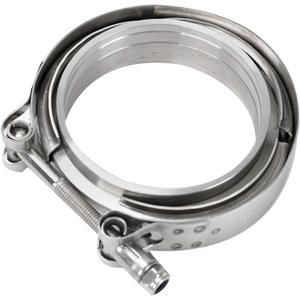 BLACKHORSE-RACING 4" Inch V Band Clamp with Stainless Steel Flange 4 Inch V Band Bolt Clamp with 2 Male Female Flanges for Turbo Pipe Performance Exhaust Sysformance Exhaust Pipes