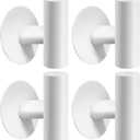 Adhesive Towel Hooks, Chrome SUS 304 Stainless Steel Heavy Duty Waterproof Wall Hooks, Self Adhesive Coat Robe Hooks for Bathrooms Kitchen Wall Mounted (White, 4 Pcs)