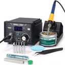 YIHUA 939D+ Digital Soldering Station, 75W Equivalent with Precision Heat Control (392F to 896F) and Built-in Transformer. ESD-safe, lead-free with C/F display (Black)