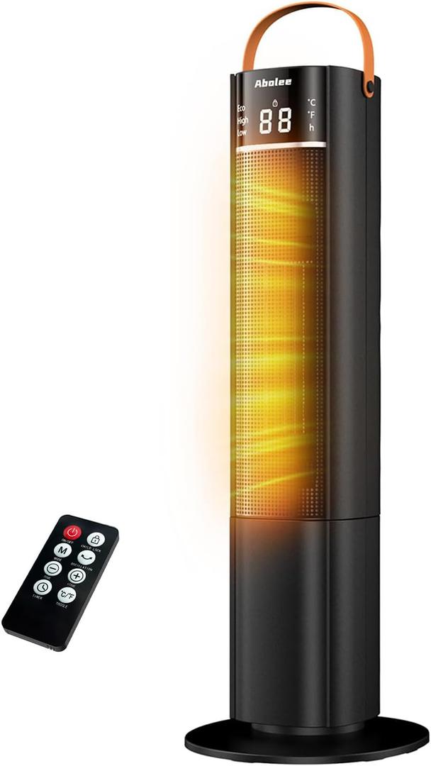 Space Heaters Indoor Use, 26" 12ft/s Electric Heater with Remote, 1500W Electric Heaters with 75Oscillation, 1-12H Timer, PTC Electric Heater for Large Room, Bedroom Home Office1