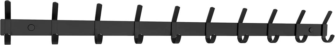 Matte Black Coat Rack Wall Mount with 10 Double Hooks for Hanging  30 Inch Heavy Duty SUS304 Stainless Steel Rustic Coat Hooks  Hat, Clothes, Purse, Towel Wall Hooks  1 Pack (10 Hooks - 1 Pack)