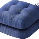 IASEAHK Chair Cushions, Dining Chair Cushions, Tufted Indoor Chair Pads, Set of 2, Navy Blue, 16.5'' x 16.5'' x 3.5''