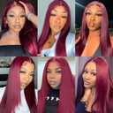 Straight Human Hair Bundles 16 18 20 Inch #99J Burgundy Bundles Human Hair Wine Red 12A Unprocessed Native Virgin Hair 50G Per Bundle 3 Extensions Wet and Wavy Weave for Women