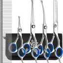 Professional Pet Grooming Kit  6 in 1 Dog Grooming Scissors Kit - Dog & Cat Grooming Supplies - Adjustable Screw Scissors, 4CR Stainless Steel Dog Clippers, Hair Thinning Shears, Rubber Grips