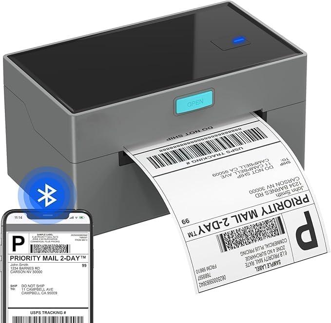 Bluetooth Thermal Shipping Label Printer,Label Printer for Shipping Packages, Wireless 4x6 Shipping Label Printer Support Android, iPhone and Windows,Used for Amazon, Ebay, Shopify, Etsy, USPS