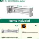 Benfar 25Pack 6 Inch Gutter Hangers Hidden Gutter Brackets Fastener with Pre-Inserted Screw K-Style Aluminum Rain Hangers Rust Resistant Screw Clip Heavy Duty for Repairing Sagging BR06