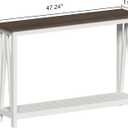 ChooChoo Farmhouse Console Table, Rustic Vintage Narrow Sofa Table for Entryway, Living Room, Hallway, 47 White