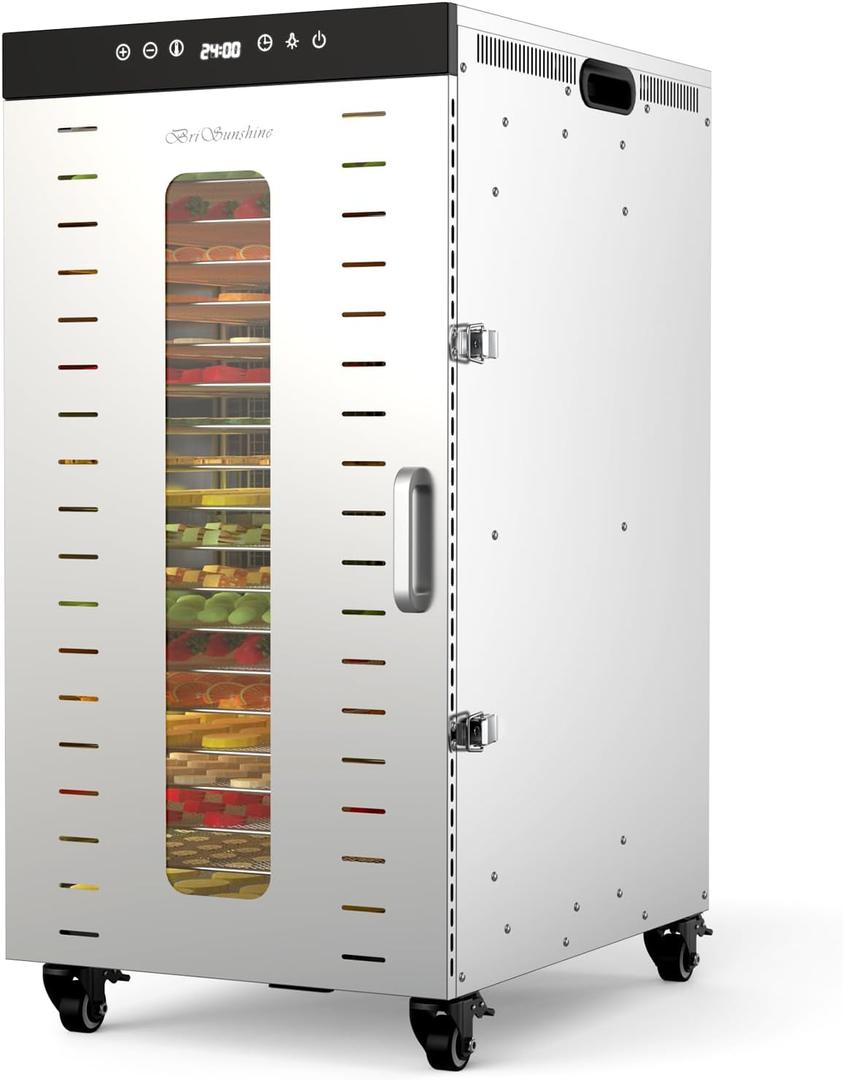 Commercial Dehydrator, 20-Layer Food Dehydrator with Triple Fans, LED Light, 1600W, 24H Timer, Large Food Dehydrators for Homemade Jerky, Fruit, Pet Treat, Veggies, Herb, and Snack