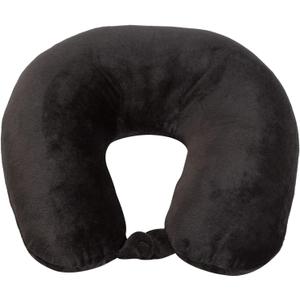 Adult Cozy Soft Microfiber Neck Pillow for Travel  Compact, Machine Washable - Perfect for Airplane, Car, or Home Use - Filled and Finished in The USA  Black