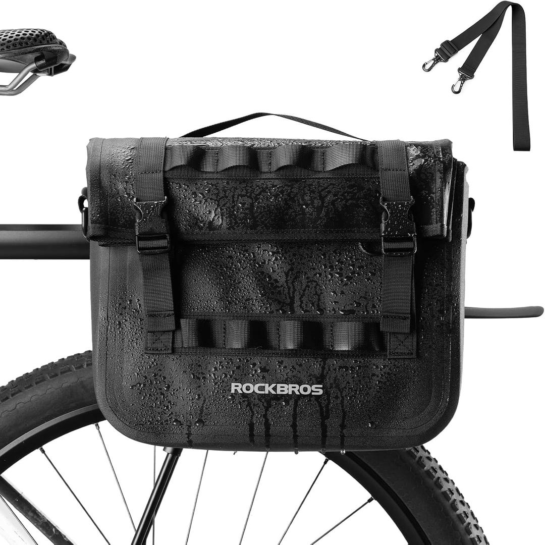 ROCKBROS Bike Panniers 15L Capacity Waterproof Bike Rack Bag Bicycle Panniers for Cycling Commuting Bikepacking Black, One Size