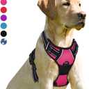 BARKBAY No Pull Dog Harness Front Clip Heavy Duty Reflective Easy Control Handle for Large Dog Walking(Pink,M) (Chest:22.5-28")