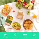 Mooisco Bento Boxes for Adults 1250ML Green Lunch Box Set With Spoon & Fork Durable 3 Compartment Leakproof Lunch Container With 60ML Sauce Container Microwave Dishwasher Safe for On-the-Go Meal,Green