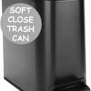Homie Soft Close, Slim Trash Can 6 Liter / 1.6 Gallon with Anti - Bag Slip Liner and Lid, Use as Mini Garbage Basket, Slim Dust Bin, or Decor in Bathroom, Restroom, Kitchen, or Bedroom (Matte Black)