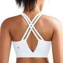 RUNNING GIRL Sports Bra for Women High Support, Molded Cup High Impact Sports Bras with Sewn in Pads Strappy Running Bra (White, M)