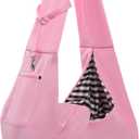 Dog Carrier Sling - Reversible Puppy Carrier Purse with Storage Pocket, Hand-Free Dog Sling Carrier for Carry Small Dogs and Cats, Travel Safety Harness, Dog and Cat Harness (Pink)