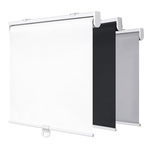 SHADEMOON Cordless 100% Blackout Window Roller Shades, Room Darkening Spring System Indoor Blinds, Pull Down Thermal Insulated Fabric for Home and Office (White, Width 52", Height 72") Standard Roll