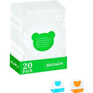 Vacuum Food Storage Bags - Reusable BPA Free Vacuum Sealer Bags - 20pcs Bags Only - 13.39x11.81in - Green