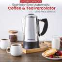 Elite Gourmet EC924 Electric Coffee Percolator, BPA Free, Keep Warm, Clear Brew Progress Knob, Cool-Touch Handle, Cordless Serve, 12-Cup, Stainless Steel