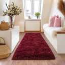 Burgundy Runner Rug for Hallway, Bedroom Bedside Plush Rugs, Non Slip Fluffy Shaggy Carpet for Kids Home Decor, Dorm Nursery 2x6 Ft