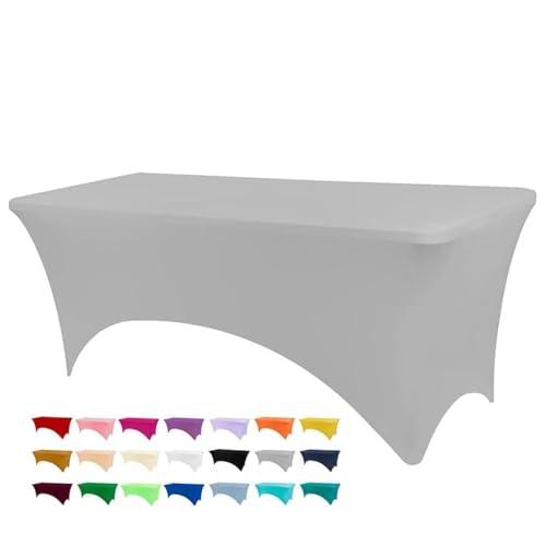 BDDC Table Covers for 8 Foot Tables, Sliver Gray Washable and Wrinkle Resistant Stretch Tablecloths Rectangle 8ft for Events, Wedding, Banquets, Parties, 2 Pieces
