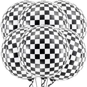 KatchOn, Black and White Checkered Balloons - 22 Inch, Pack of 6 | Race Car Balloons for Race Car Birthday Party Decorations | Racing Party Decoration | Checkered Party Decorations | Emo Party Decor