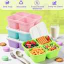 4 Pack Snack Containers Bento Box Adult Lunch Box,Meal Prep Container, Reusable Food Storage lunch Containers Stackable for Work, Travel and Gym (Grass Green, Pink, Green, Purple)