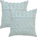 2 x ACCENTHOME Boho Throw Pillow Cover 20x20 Inch (2 Pc) Cotton Hand Woven Decorative Design Pillows for Farmhouse Couch Sofa Bedroom | Sage Tufted Pillow Covers | Home Decor Textured Hug Pillowcases