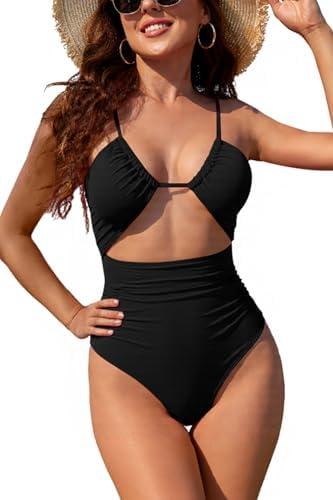 SHEKINI Cut Out Women One Piece Swimsuit Tummy Control One Piece Bathing Suit Sexy High Cut 1 Piece Swimsuit, XL