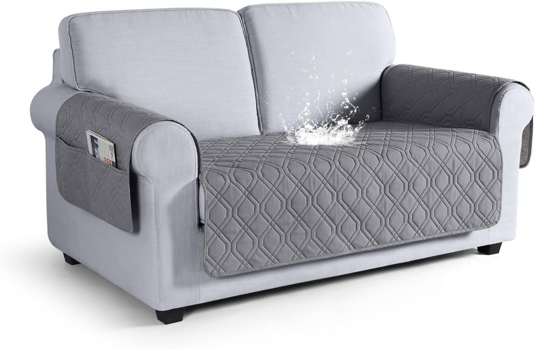 VANSOFY Couch Cover, Waterproof Sofa Covers Washable Slipcover Furniture Protector Couch Seat Covers Non-Slip Couch Cover for Dogs, Pets(Loveseat, Light Gray)
