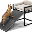 Pet Stairs Ramp Doggie Stairs with Seat,Extra Wide Seat Mate Chair Ramps Puppy for High Bed Couch Office,Non Slip Dachshunds Ladder,Pet Step for Small Dogs,Cat Ladder Khaki(Hold Up to 100 lbs)