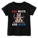 4th of July Toddler Baby Boys Girls T-Shirt Kids Red White and Meow Cat Independence Day Top(2-3T, Black Meow Cat)