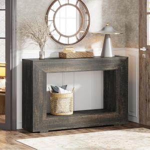Tribesigns Farmhouse Console Table, 47 Inches Entryway Console Table with Storage, Industrial Hallway Accent Table for Living Room, Entrance (Black)