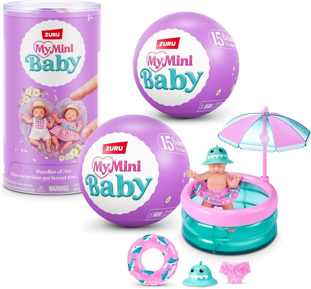 5 Surprise My Mini Baby Series 2 by ZURU, Collectible Mystery Capsule, Toy for Girls, Realistic Miniature Baby, Playset and Accessories (2 Capsules)