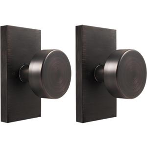 Dummy Door Knob Interior, Oil Rubbed Bronze Door Handle Modern Round Heavy Duty Door Knobs for Bifold Closet Doors, 2 Pack
