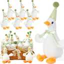 12 Pcs Silly Goose Plush Stuffed Animal Toy Birthday Decorations 8 inch One Silly Goose Baby Shower Party Favor Duck Stuffed Animal with Birthday Hat for Girls Funny Party Supplies(Green)