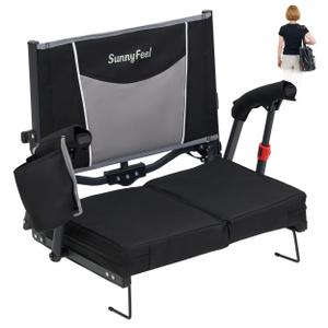 SUNNYFEEL Stadium Seats with Back Support & Cushion for Bleachers, Folding Bleacher Chairs Wide with Armrests and Cup Holder, Portable Breathable Stadium Chair with Thick Padded Seat Steel Frame
