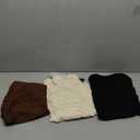Ficerd 3 Pack Women Crop Tops Half Sleeve Cropped T Shirts Casual Crew Neck Drop Shoulder Loose Summer Solid Color (XX-Large, Black, Brown, Cream White)