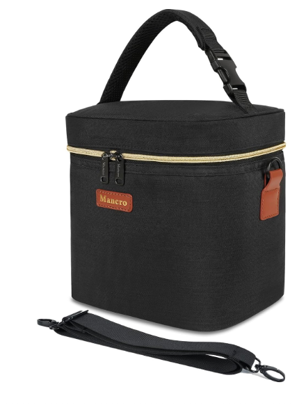 Mancro Breastmilk Cooler Bag , Fits 6 Baby Bottles Up to 9 Ounce Insulated Bottle Bag, Breast Milk on The go Strap, for Nursing Mom Daycare, Black