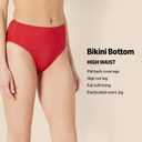 Amazon Essentials Women's High Waist High Leg Bikini Bottom (Coral Pink)