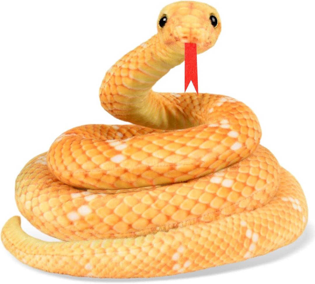 Snake Plush, Stuffed Snake Animal, 71 in Large Toy Snakes for Kids, Giant Stuffed Animals Snake, Lifelike Plush Snake for Birthday Present Party Prank Prop (Yellow)