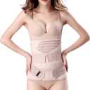 ChongErfei 3 in 1 Postpartum Support - Recovery Belly/waist/pelvis Belt Shapewear Slimming Girdle, Beige, L For Posture Correction