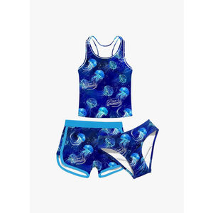 uideazone Girls 3 Piece Bathing Suit Summer UPF 50+ Racerback Swimsuit with Shorts Beach Tankini Sets 8-16 Years